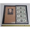 Image 1 : Uncut sheet of 4 U.S. 2003A $2 notes. All depict Thomas Jefferson. Housed in an album.