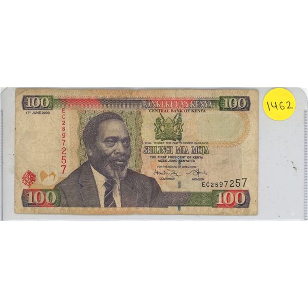 Kenyan 100 Shilling Banknote from the Central Bank of Kenya.