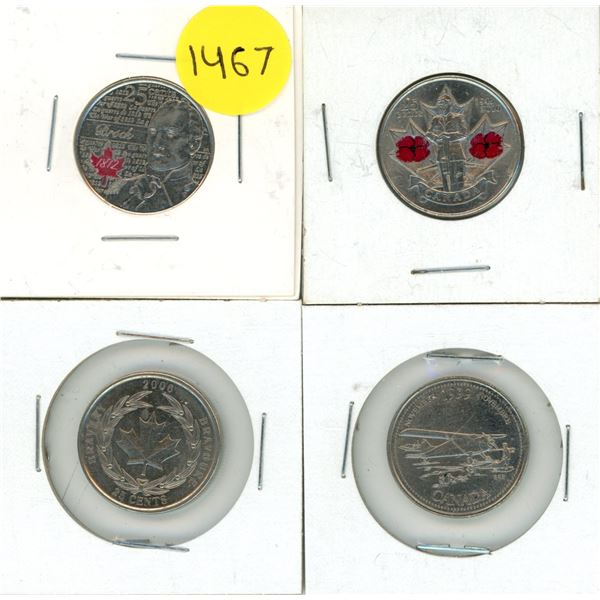 2006 Canada Red Poppies 25 Cents, 2012 Canada Sir Isaac Brock and a red maple leaf to mark the bicen
