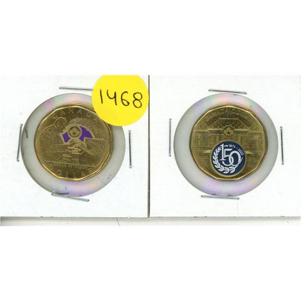 2022 Canadian One-Dollar "Loonie" commemorating jazz pianist Oscar Peterson and 2025 Canadian One-Do