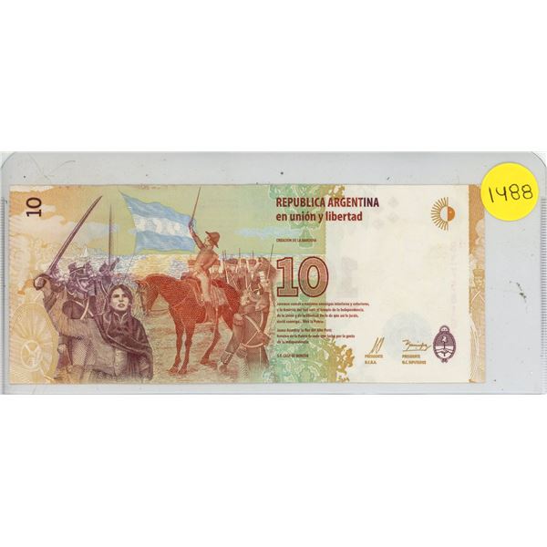 Republic Argentina 10 Pesos bank note