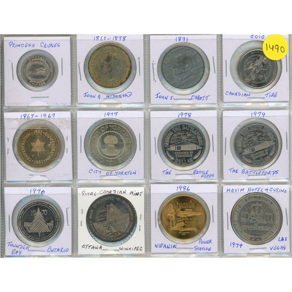 Twelve tokens as per picture