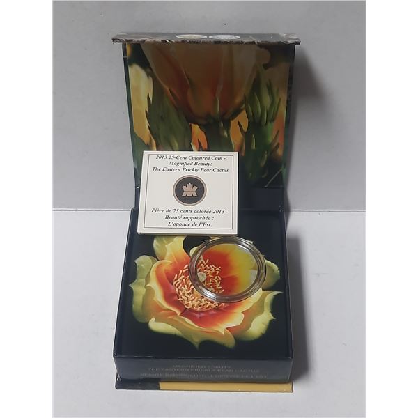 2013 25-cents coloured coin - The Eastern Prickly Pear Cactus