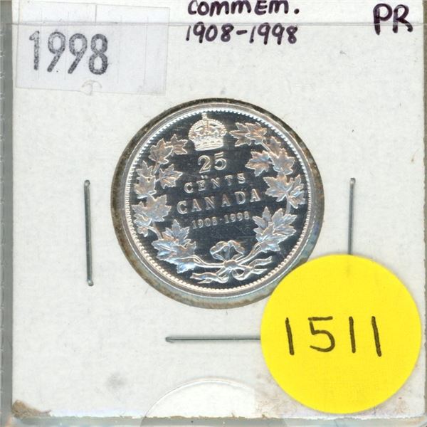 1998 (1908-1998) Commemorative Canada 25 cents - Proof-like
