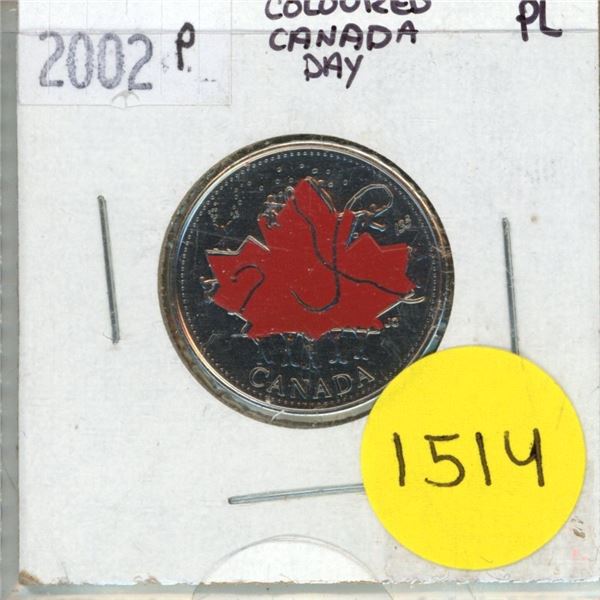 2002P Coloured Canada Day 25-cents - Proof Like