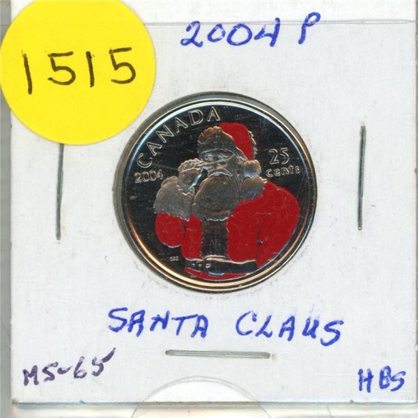 2004P Coloured Santa 25-cents - Proof-Like