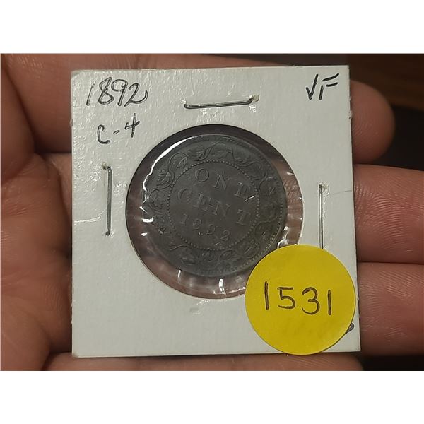 1892 VF Canadian Large Cents - C-4