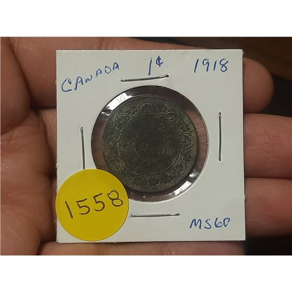 1918 MS-60 Canadian Large Cents - Toned