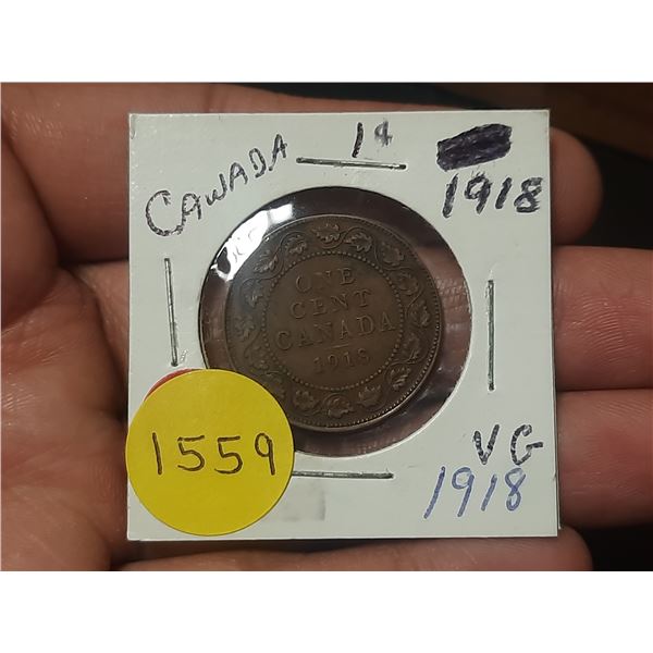 1918 VG Canadian Large Cents