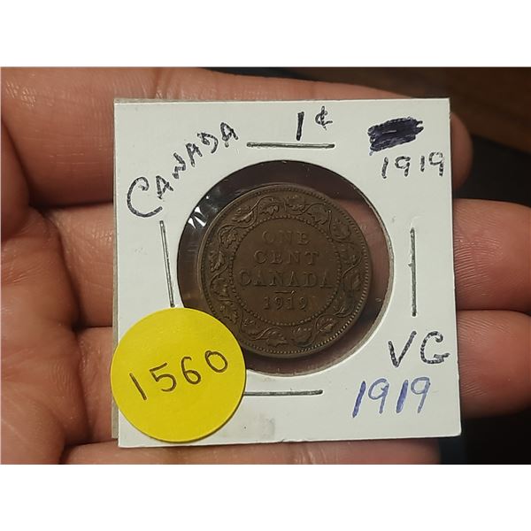 1919 VG Canadian Large Cents