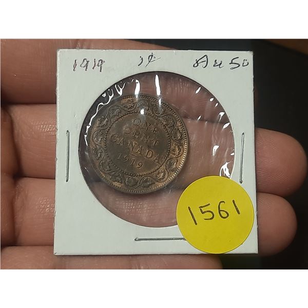 1919 AU-50 Canadian Large Cents