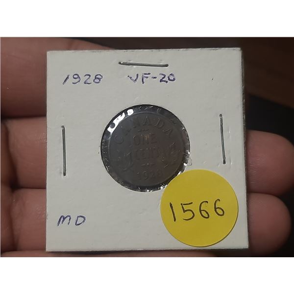1928 VF-20 Canadian Small Cents