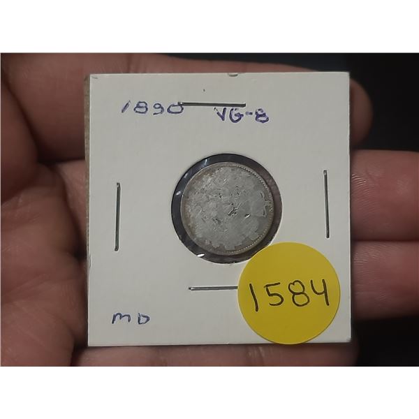 1890 VG-8 Canadian Silver Ten Cents