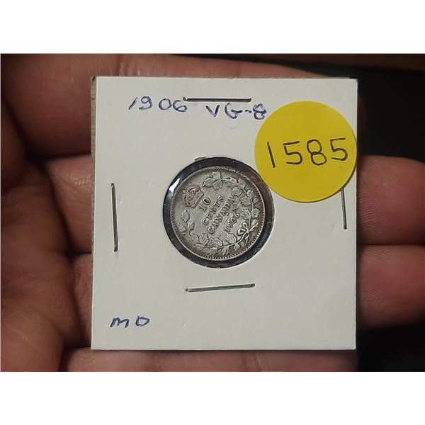 1906 VG-8 Canadian Silver Ten Cents