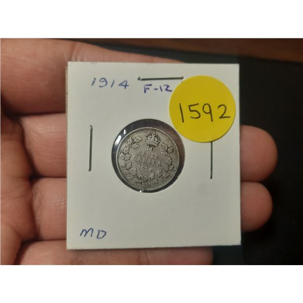 1914 F-12 Canadian Silver Ten Cents
