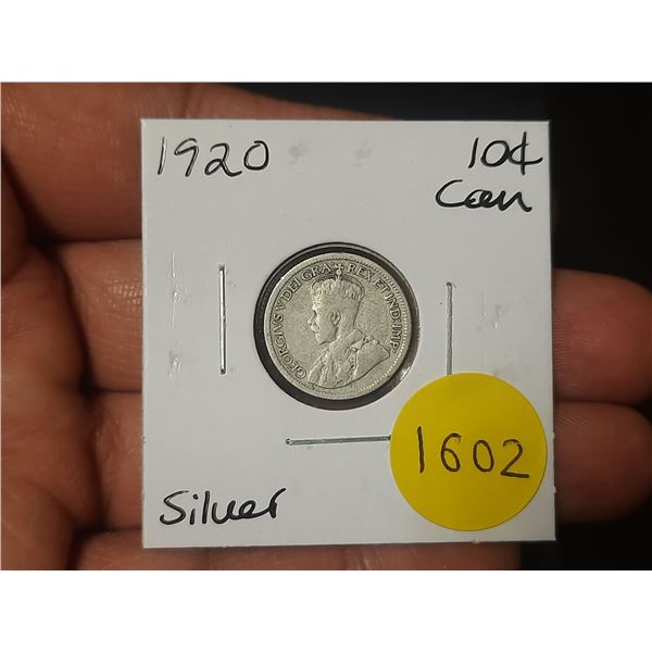 1920 Canadian Silver Ten Cents