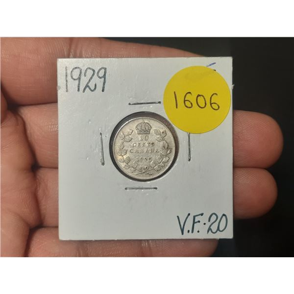 1929 VF-20 Canadian Silver Ten Cents