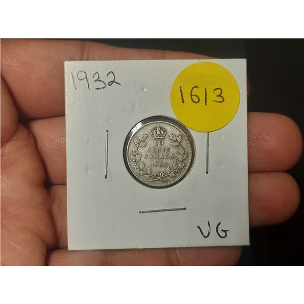 1932 VG Canadian Silver Ten Cents