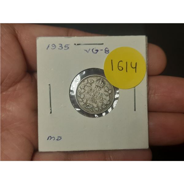 1935 VG-8 Canadian Silver Ten Cents