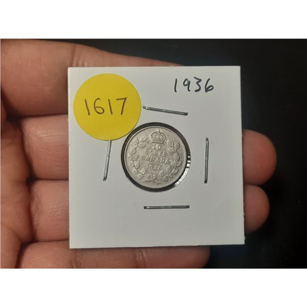 1936 Canadian Silver Ten Cents