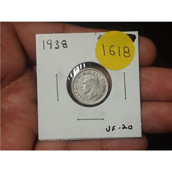 1938 VF-20 Canadian Silver Ten Cents