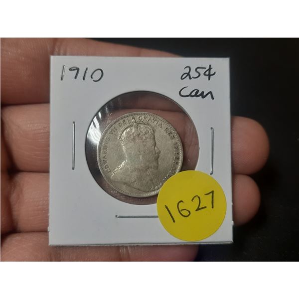 1910 Canadian Silver Twenty Five Cents