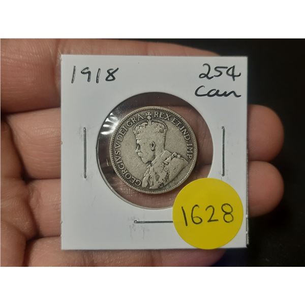 1918 Canadian Silver Twenty Five Cents