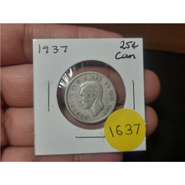 1937 Canadian Silver Twenty Five Cents