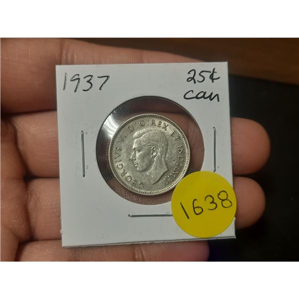 1937 Canadian Silver Twenty Five Cents