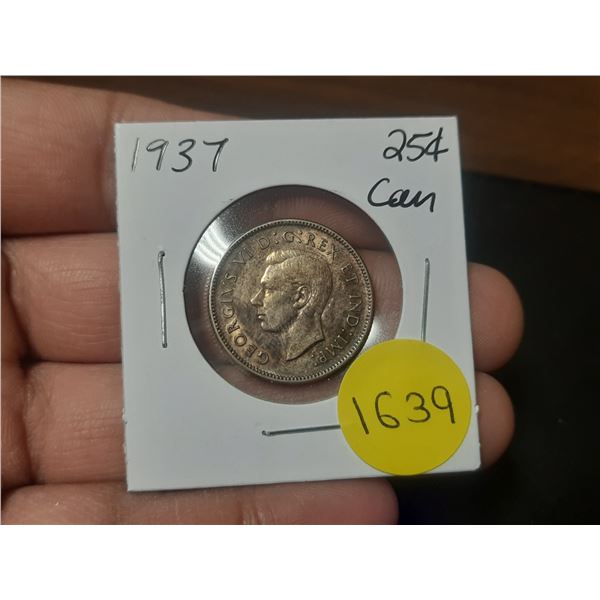 1937 Canadian Silver Twenty Five Cents