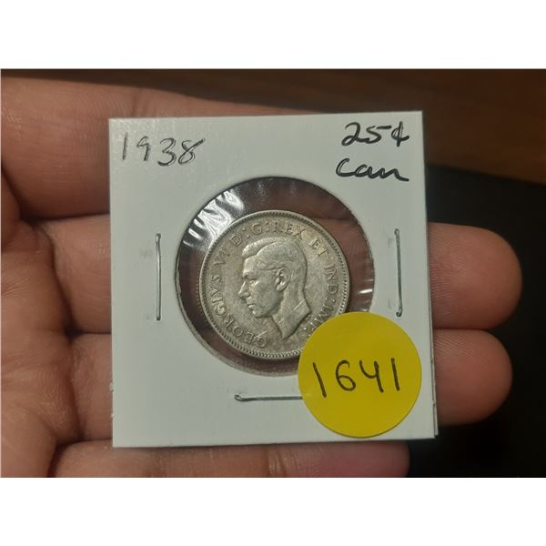 1938 Canadian Silver Twenty Five Cents