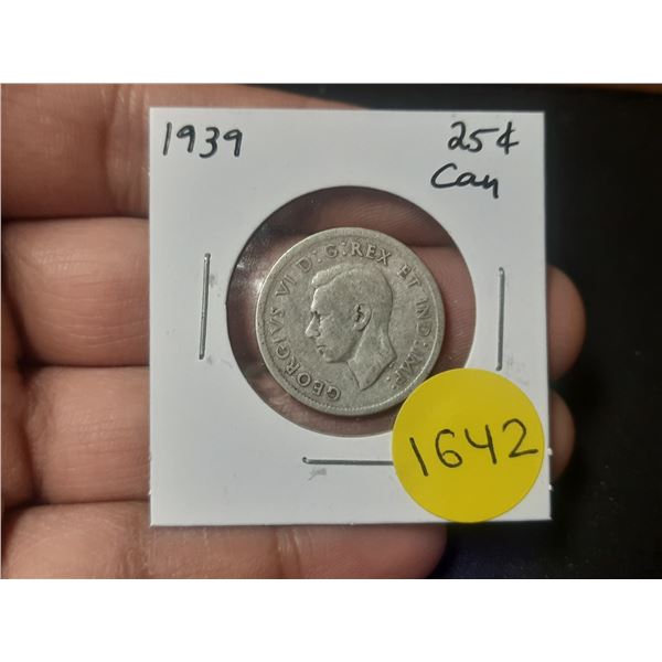 1939 Canadian Silver Twenty Five Cents