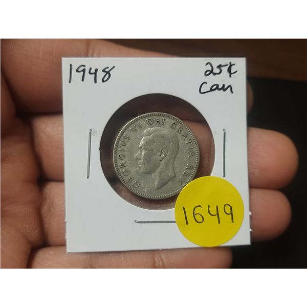 1948 Canadian Silver Twenty Five Cents