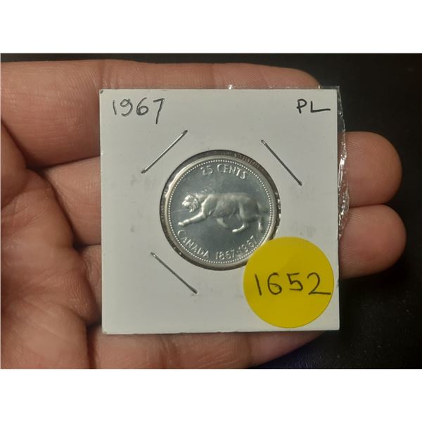 1967 PL Canadian Silver Twenty Five Cents