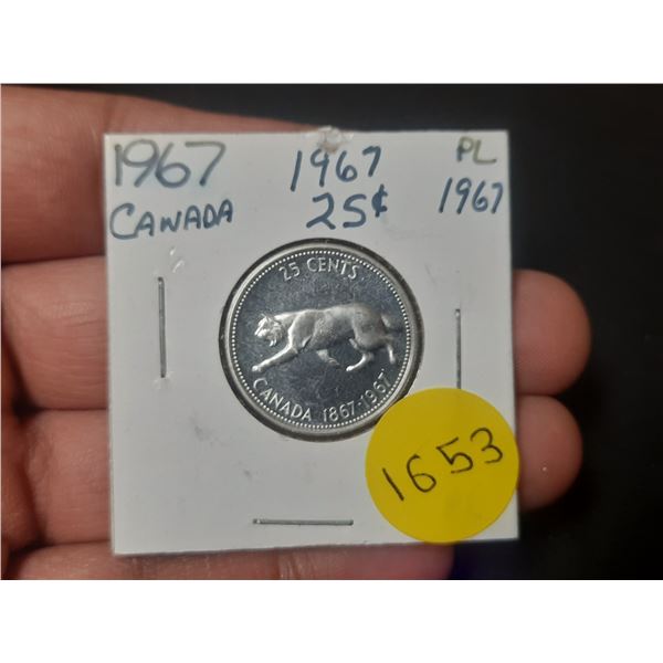 1967 PL Canadian Silver Twenty Five Cents