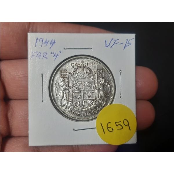 1944 VF-15 Canadian Silver Fifty Cents - Far 4