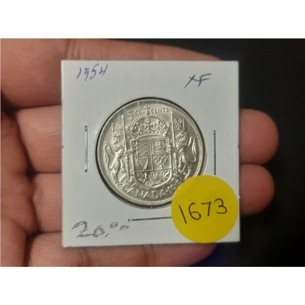 1954 XF Canadian Silver Fifty Cents