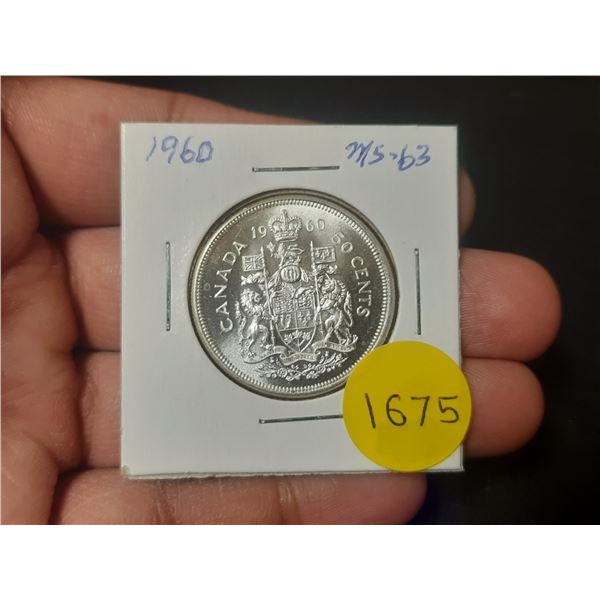 1960 MS-63 Canadian Silver Fifty Cents