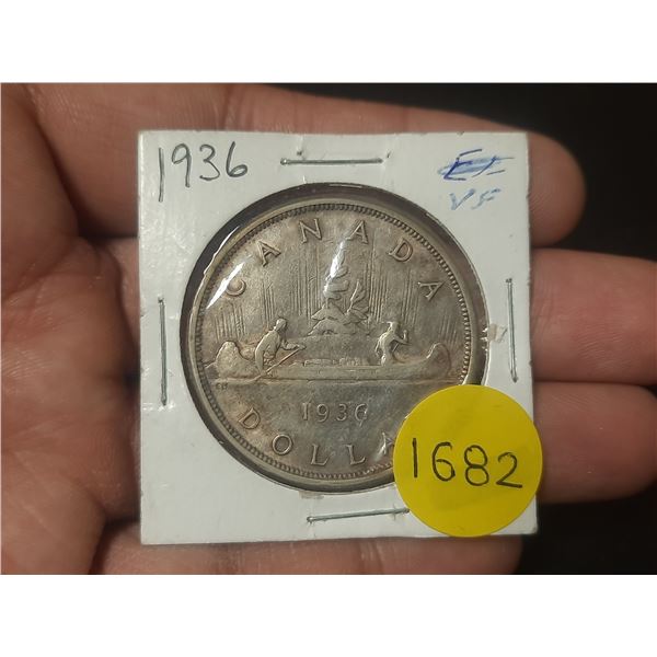 1936 VF Canadian Silver Dollar