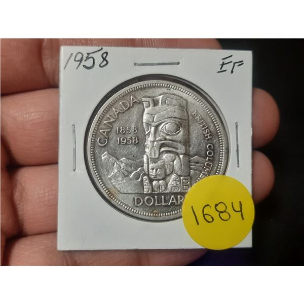 1958 EF Canadian Silver Dollar