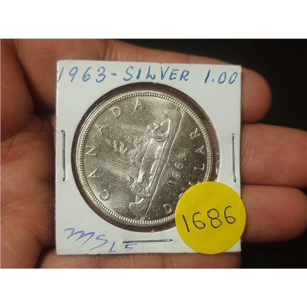 1963 MS-65 Canadian Silver Dollar