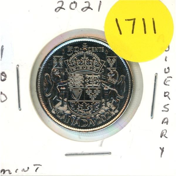 2021 Canadian Half Dollar, 100th Anniversary of Canada Coat of Arms Limited Edition, Mint.