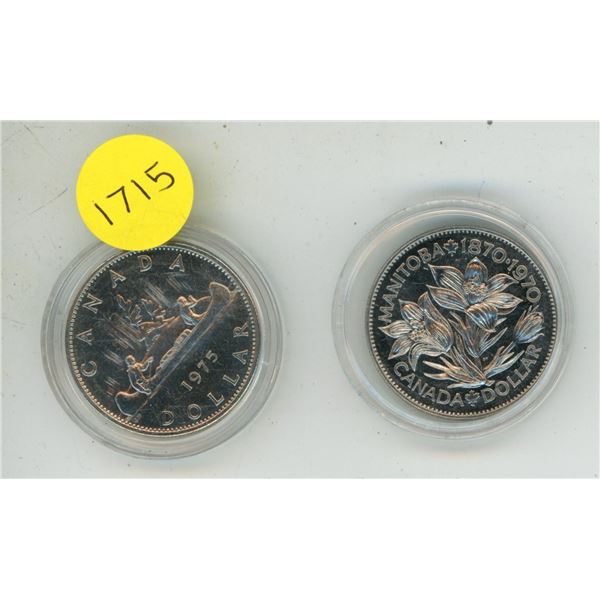 1975 and 1970 Canada Proof Like One Dollar In Plastic Case.