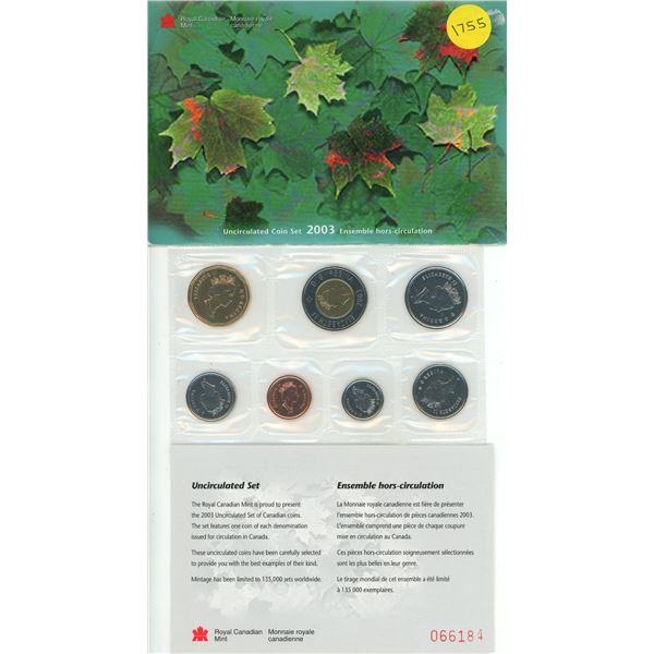 2003 Canada Uncirculated Coin Set.