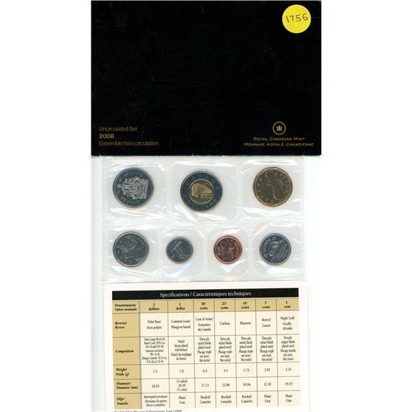 2008 Canada Uncirculated Coin Set.