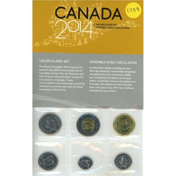 2014 Canada Uncirculated Coin Set.