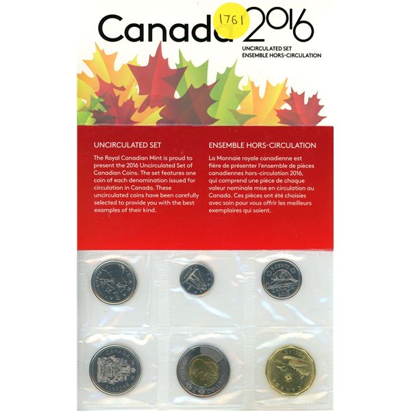 2016 Canada Uncirculated Coin Set.