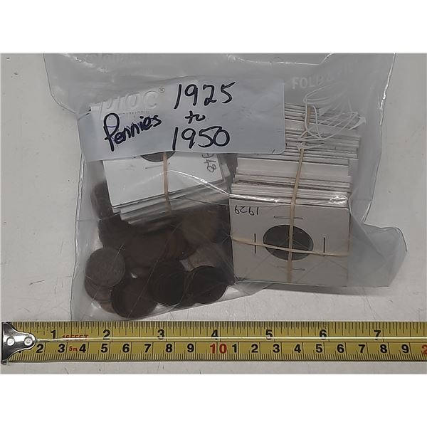 Bag of Pennies 1925-1950. (Misc. Years)