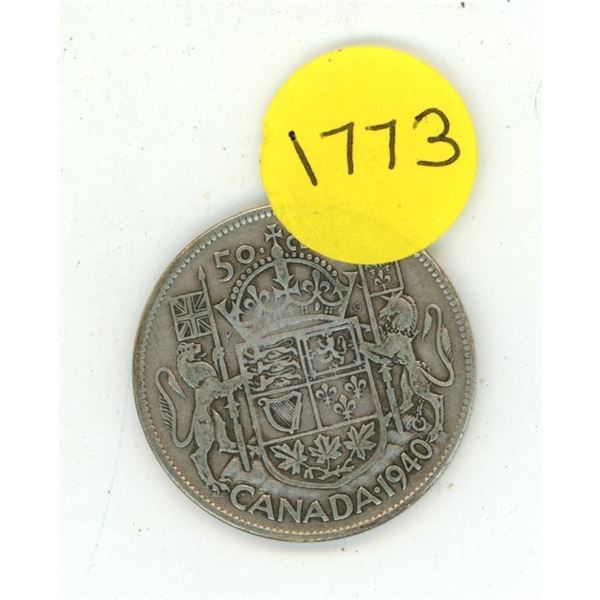 1940 Canada Silver 50 Cents.