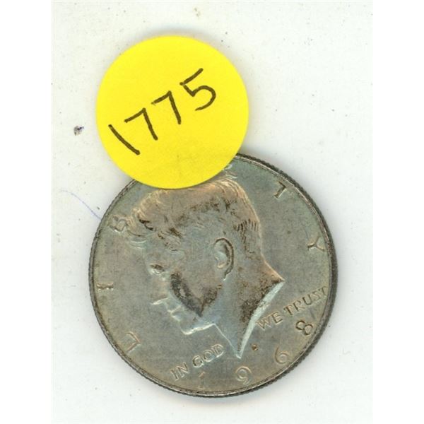 1968-D U.S.A. Kennedy Half Dollar, which was minted in Denver.  (50% Silver)